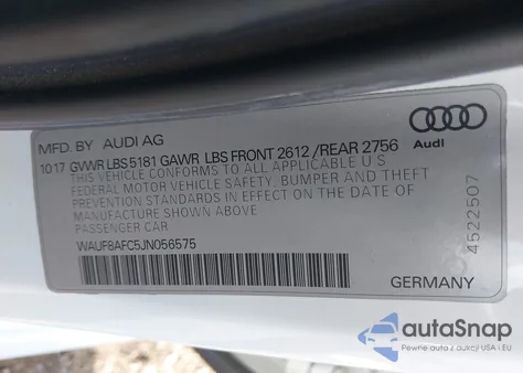 2018 Audi A6 Premium z USA, uszkodzony, nr VIN WAUF8AFC5JN056575
